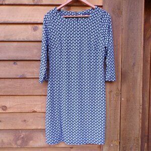 Tommy Hilfiger Women's Size 10 Blue Paisley Midi Crewneck Back Zip Dress. EUC.